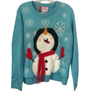 Merry Christmas Sweater Medium Womens Snowman Snowflake Uncle Sweater Part M